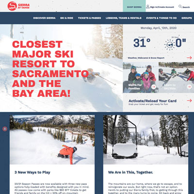 Sierra-at-Tahoe Ski Resort Website